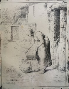 ジャン=フランソワ・ミレー 「桶の水をあける婦人」